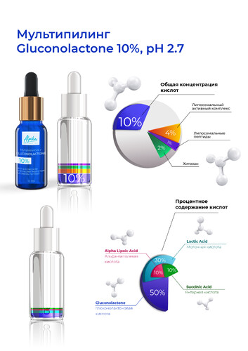 Мультипилинг Gluconolactone 10%, (pH 2.7), 15мл