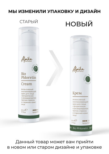 Интенсивный омолаживающий крем для лица с флоретином и ресвератролом против стресса и старения кожи, 50мл
