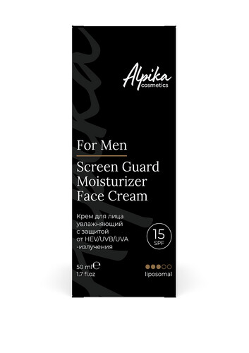 Крем для лица увлажняющий с защитой от HEV/UVB/UVA-излучения Screen Guard Moisturizer Face Cream SPF15 For Men, 50мл